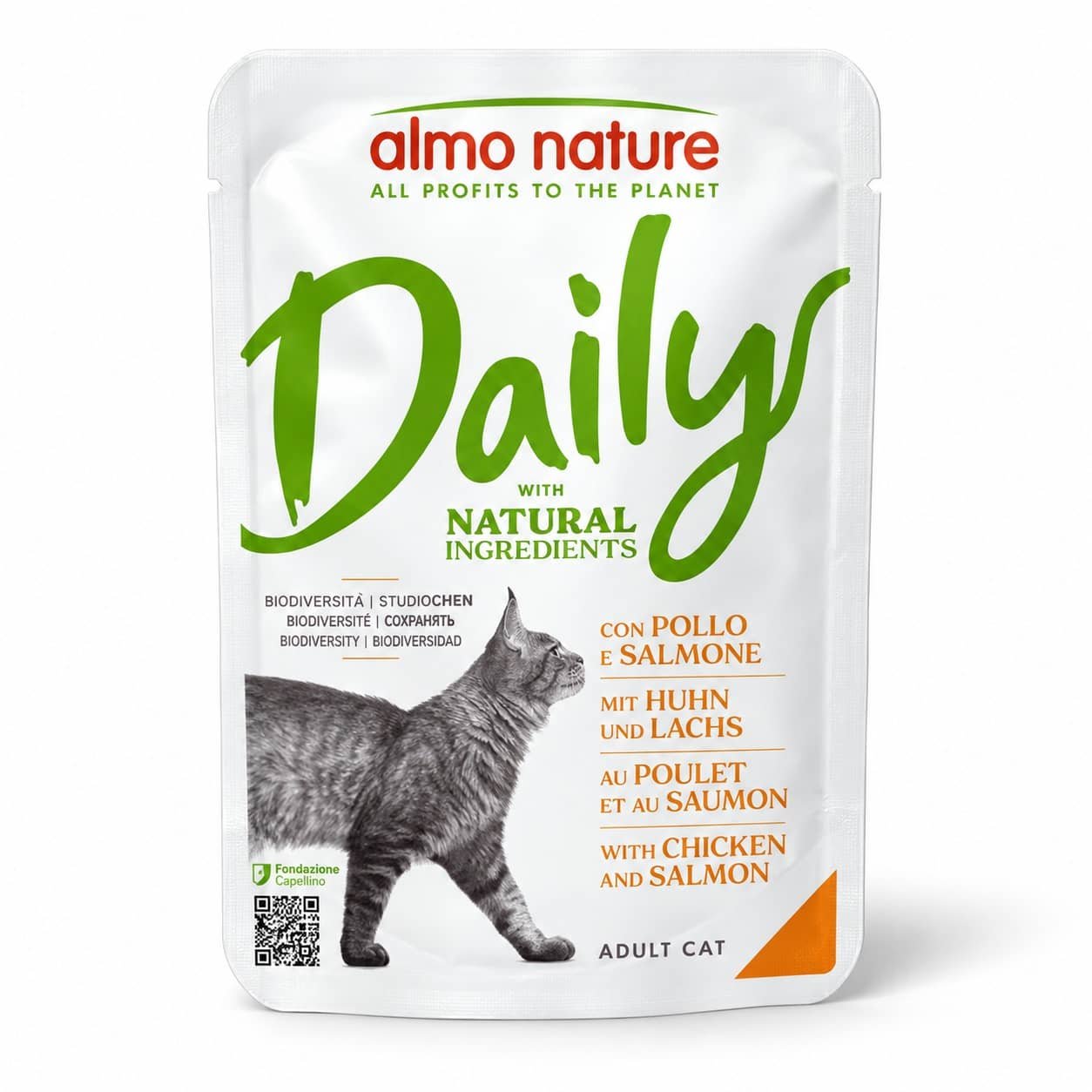 Almo Nature Daily Chicken & Salmon konservi kaķiem ar vistu un lasi 70 g