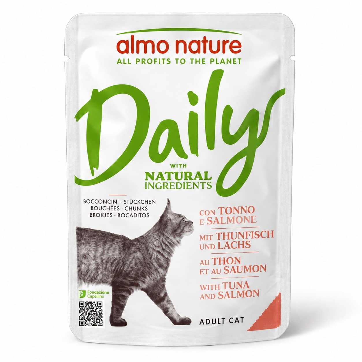 Almo Nature Daily Tuna & Salmon konservi kaķiem ar tunci un lasi 70 g