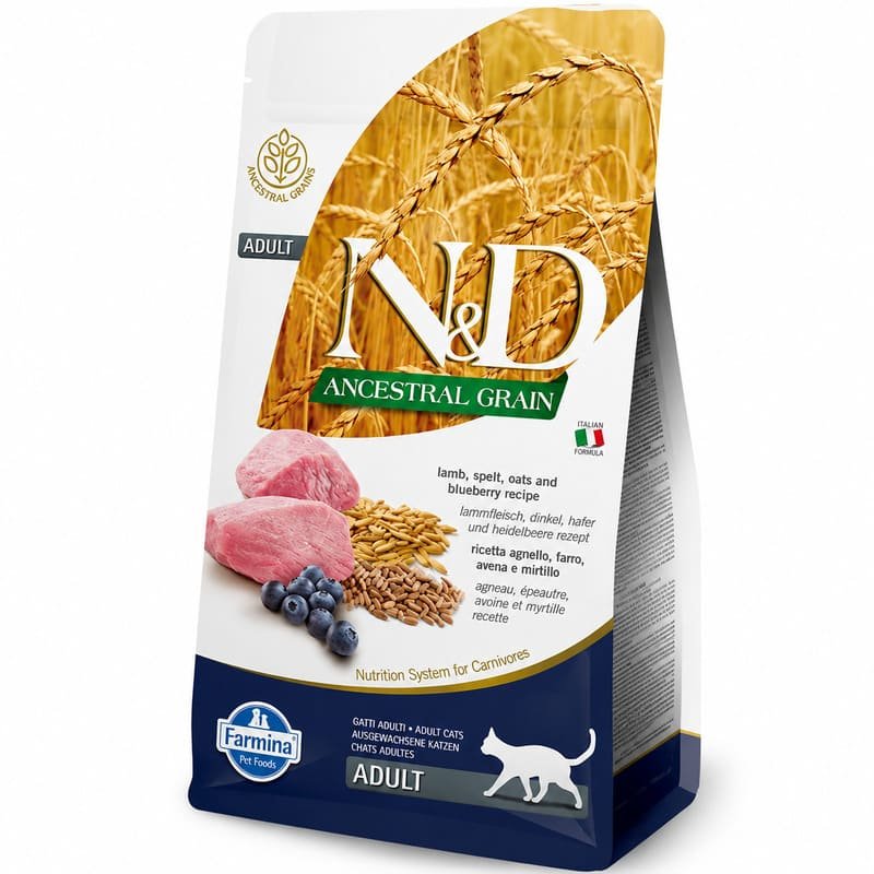 Farmina N&D Ancestral Lamb & Blueberry mazgraudu kaķu barība ar jēru un mellenēm 5 kg