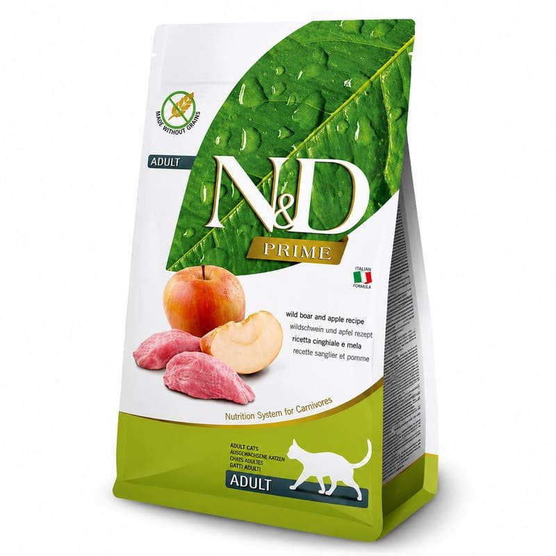 Farmina N&D Prime Wild Boar & Apple bezgraudu kaķu barība ar mežacūku un āboliem 10 kg
