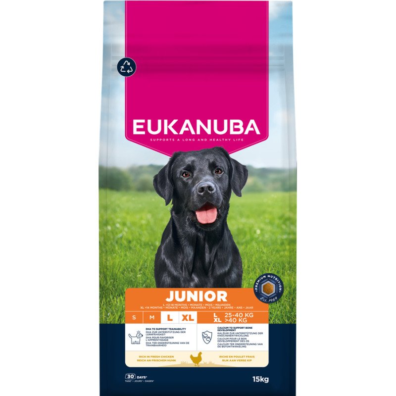 Eukanuba Large Junior Chicken suņu barība kucēniem ar vistu 15 kg