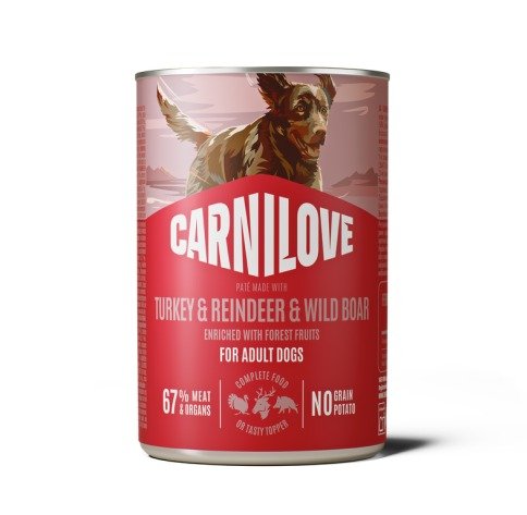 Carnilove Turkey & Reindeer & Wild Boar konservi suņiem ar tītaru, briedi un mežacūku 400 g