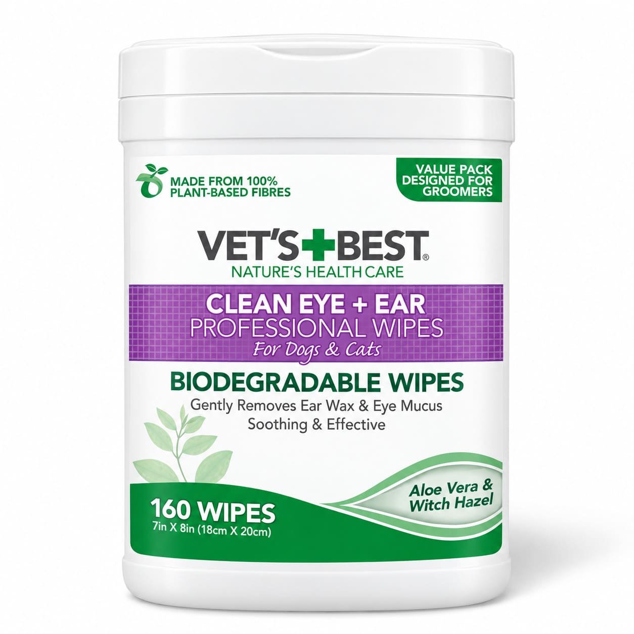 Vet’s Best Clean Eye & Ear Wipes XXL salvetes acu un ausu tīrīšanai suņiem un kaķiem N160