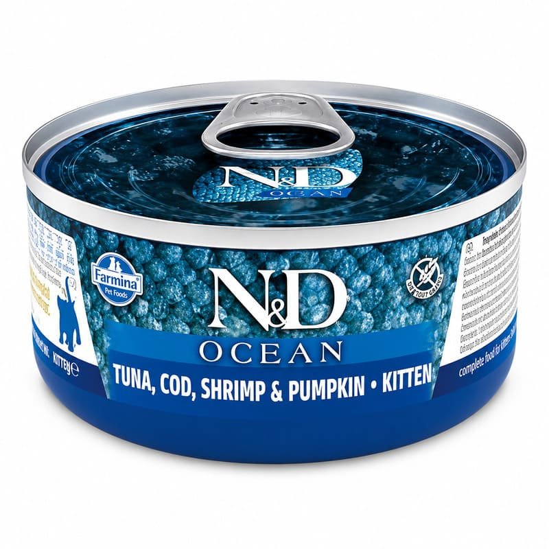 Farmina N&D Ocean Kitten konservi kaķēniem ar tunci, mencu un garnelēm 70 g