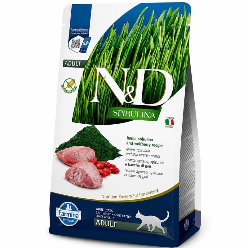 Farmina N&D Spirulina Lamb bezgraudu kaķu barība ar jēru un spirulīnu 1.5 kg