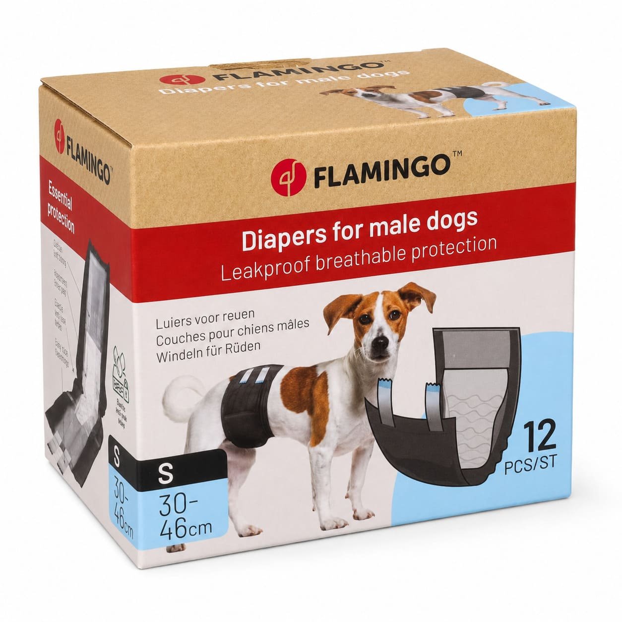 Flamingo Diapers Male vienreizējās autiņbiksītes suņu puikām S 30-46 cm N12
