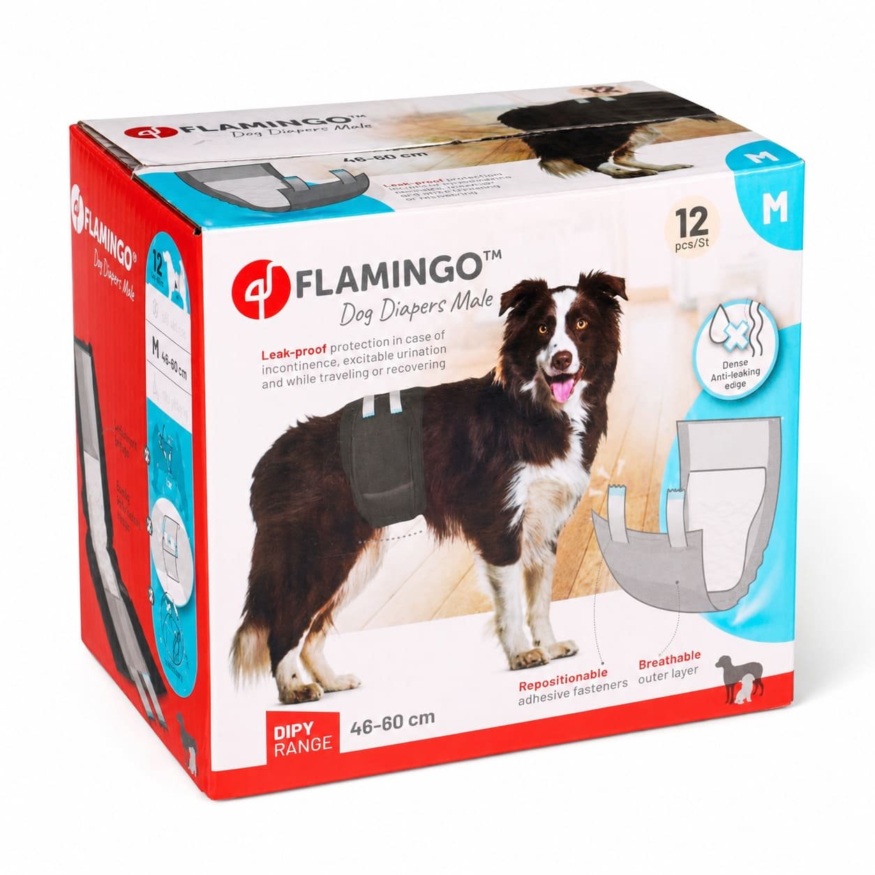 Flamingo Diapers Male vienreizējās autiņbiksītes suņu puikām M 46-60 cm N12